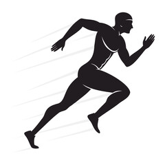 Man Runner Dynamic pose black silhouette vector illustration isolated on a transparent background