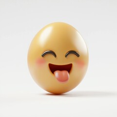 Fototapeta premium 3D icon cartoon winking emoji with a playful tongue out, isolated on a white background 
