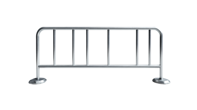 A freestanding metal barrier designed for queue control or crowd management.