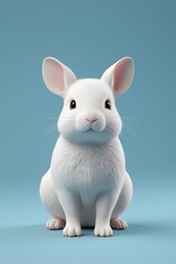 Obraz premium arafed white rabbit sitting on a blue surface with a blue background