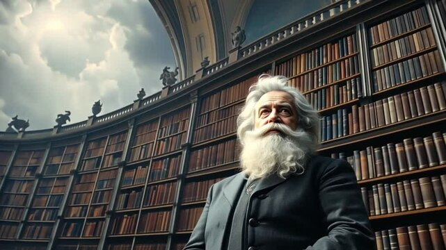 German Philosopher Karl Marx in a Victorian-Style Study Room