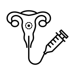 IVF with a syringe and uterus icon symbol illustration