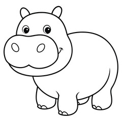 A funny cartoon hippo, a fat rhino, and a big pig create a wild safari zoo illustration