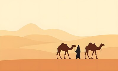 Desert Caravan at Sunset