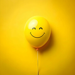 Yellow Balloon with a Smiling Face of Happiness"