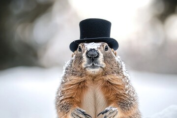 A groundhog dressed in formal attire, perfect for a whimsical or humorous illustration