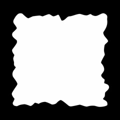 Aesthetic square white torn paper, isolated on black background