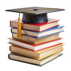 Stack of book with graduation academic cap