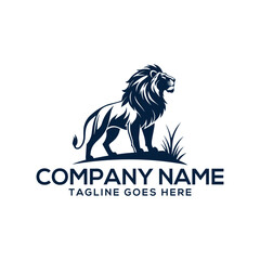 lion logo silhouette vector line art logo design