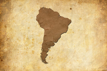 Map of Brazil in the old style, brown graphics in retro fantasy style. Brazil National Day 7th of September.