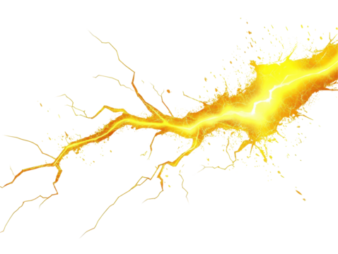 Isolated yellow crack effect of lightning