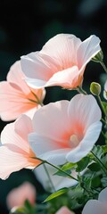 Fototapeta premium Delicate blooms in a serene garden soft morning light floral overhead angle bright pastels
