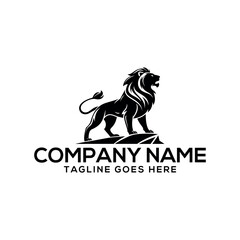 lion logo silhouette vector line art logo design