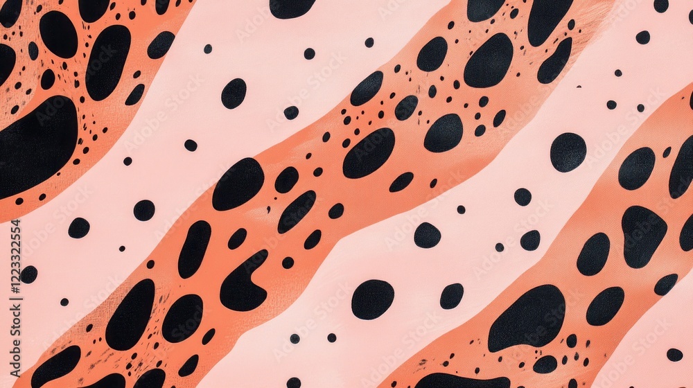 Poster warm colors and distinct brush strokes create a lively pattern of organic shapes, evoking feelings o