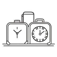 Dual clock design, simple line art illustration.