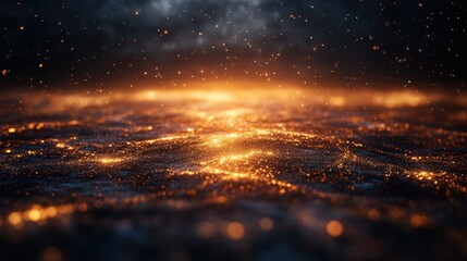 Fototapeta premium Golden Glittering Dust Particles Background