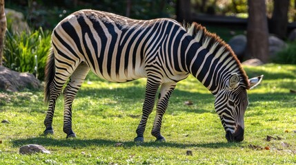Striped Beauty Grazing in the Sun