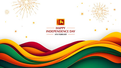 National day of Sri Lanka or Sri Lanka's Independence day, 4 February illustration, poster, greeting card with flag.