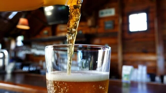 Beer poured into a glass