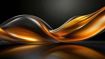 Abstract Golden Waves on Black Background