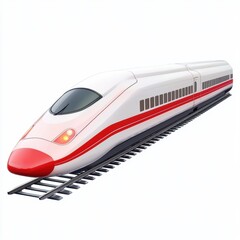 Fototapeta premium 3D icon cartoon of a high-speed bullet train, modern and aerodynamic, isolated on a white background 