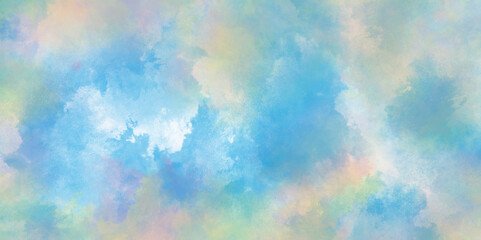 cloudy and soft sky blue blurred and grainy Blue powder explosion,Hand painted abstract soft sky blue watercolor sky and clouds,Background with clouds on blue sky.