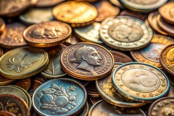 Pile of Coins Close Up
