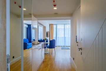 Interior of living room in modern flat apartments