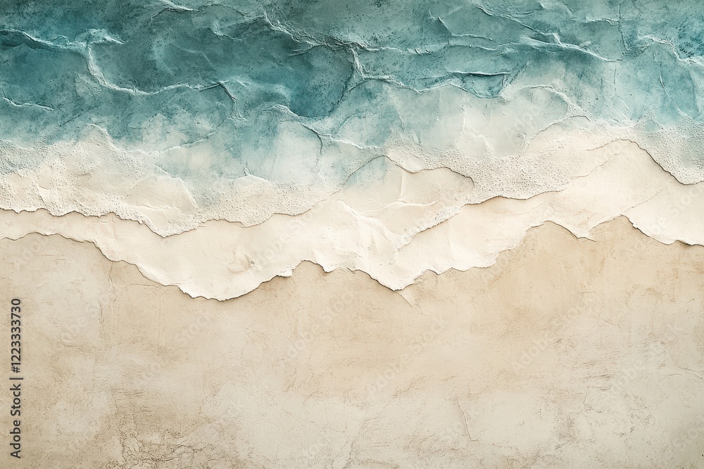 Aufkleber textured abstract landscape with soft colors resembling ocean waves at sunset in a serene atmosphere