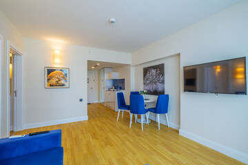 Interior of living room in modern flat apartments