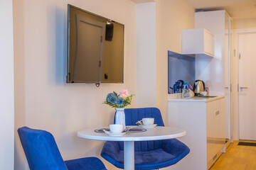 Interior of living room in modern flat apartments