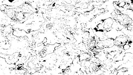Monochrome texture composed of irregular graphic elements. Distressed uneven grunge background. Abstract vector illustration. Overlay for interesting effect and depth. Isolated on white background.