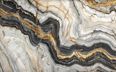 Fototapeta premium An elegant abstract marble texture with flowing white, gray, and gold veins, exuding luxury and sophistication