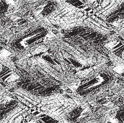 Obraz premium Monochrome texture composed of irregular graphic elements. Distressed uneven grunge background. Abstract vector illustration. Overlay for interesting effect and depth. Isolated on white background.