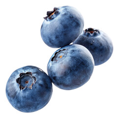 Obraz premium Four Blueberries Composition, Isolated on Transparent Background, High-Resolution Image, Fresh Fruit, Food Photography, blueberry, fruit, food
