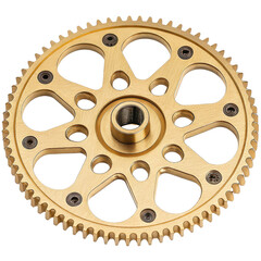 Gold Gearwheel, Mechanical Part, Isolated on Transparent Background, Detailed Design, Engineering, 3D Render, Gear, Machinery, Auto Part