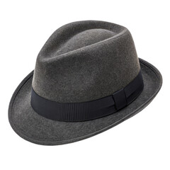 Grey Fedora Hat, Isolated on Transparent Background, Fashion Accessory, Headwear, Fedora, Hat, Clothing