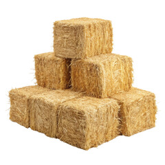 Hay Bales Pyramid Composition 6 Hay Cubes Isolated on Transparent Background, Agriculture, Rural, Hay, Bales, Stack