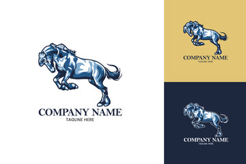 Obraz premium Colorful Retro Horse Logo with Multiple Color Layers