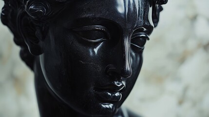 Black marble head sculpture