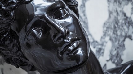 Black marble head sculpture
