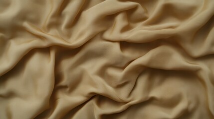 Fototapeta premium Beige fabric arranged in soft folds, highlighting its texture and gentle sheen under natural lighting