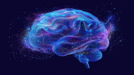 A vibrant brain lit by stars, symbolizing a universe of thoughts and imagination