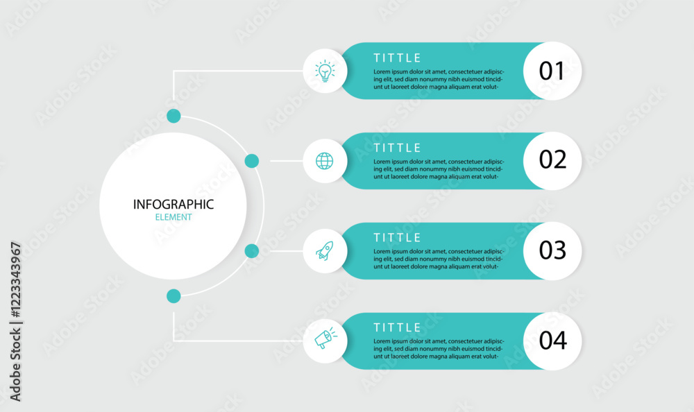 Leinwandbilder Diagram circle infographic with 4 slide. Vector template can be used for workflow layout, business presentation and web graphic design 