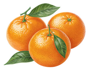 ripe orange fruits isolated on transparent background