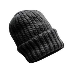 Cozy Fleece-Lined Beanie in Charcoal Grey Isolated on Transparent Background