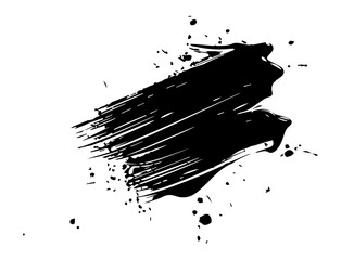 abstract black ink brush stroke with splatters grunge vector