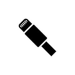 Smartphone Cable Charger Plug, Micro Mini USB Solid Flat Vector Icon Isolated on White Background.