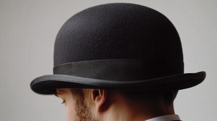 A formal gentleman dressed in a suit and bowler hat, ready for an important occasion