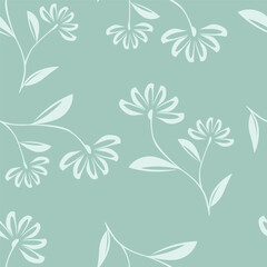 Colorful garden flowers on white background. Seamless vector pattern. Vintage print with inflorescences. Retro textile collection